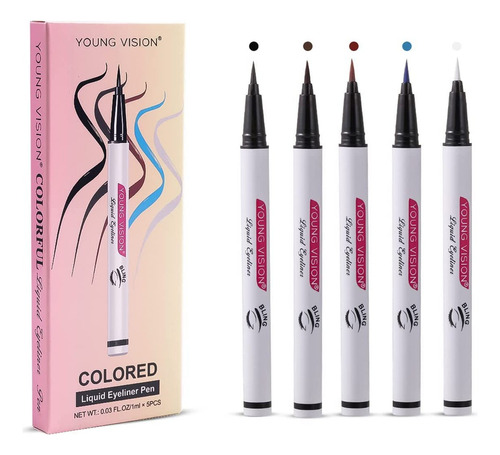 5 Delineadores De Ojos - Delineador Líquido Colorido Con Punta De Fieltro Eyeliner Lapiz De Ojos - Delineadores De Colores Body Paint Lápiz Delineador De Ojos Líquido Resistente Al Agua De Larga
