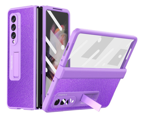 Funda De Teléfono Con Bisagra Integrada Morada Para Samsung