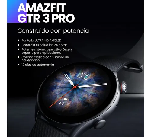 Smartwatch Amazfit GTR 3 Pro 1.45 caja 46mm de aleación de aluminio  infinite black, malla infinite black de fluoroelastómero A2040 - $ 234.999