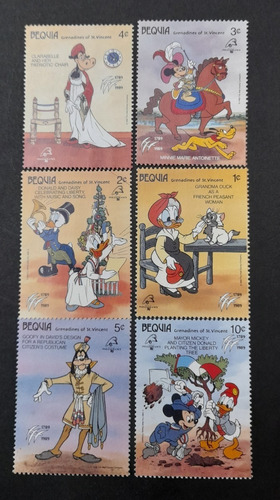 Sello Postal - Bequia - Disney - Revolucion Francesa - 1989