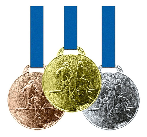 30 Medalhas 35mm Futebol - Ouro Prata Bronze - Aço Com Fita