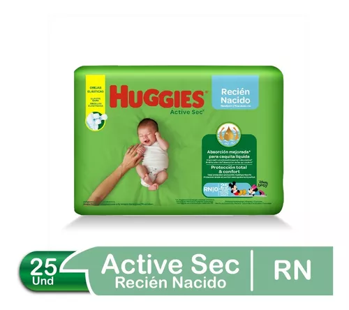 Pañales para Bebé Active Sec Recién Nacido Paquete 60 unid 