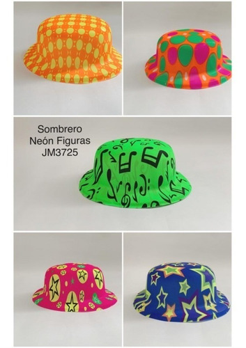 Sombrero Neón Plástico Multicolor Surtido (docena) Hora Loca