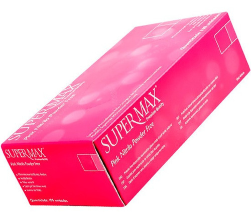 Luvas descartáveis antiderrapantes Supermax cor rosa tamanho P de nitrilo x 100 unidades