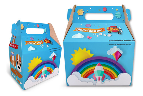 50 Box Lunch Impreso Para Niños Caja Dulces Día Niño Niña