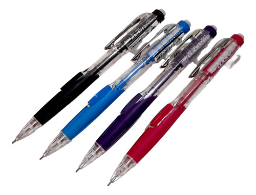 Kit 4 Lapiseiras Pentel 0.7mm Pd277 Twist Erase Várias Cores