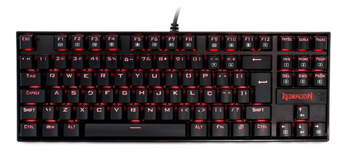 Teclado gamer Redragon Kumara K552 QWERTY espanhol américa latina cor preto com luz vermelho