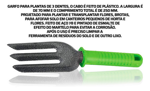 Garfo 3 Dentes 250mm Com Revestimento Protetor Palisad