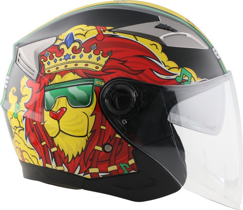 Casco Semi Integral Edge Reggae Certificado Dot Moto + Gafas Color Negro Tamaño del casco L (59-60 cm)