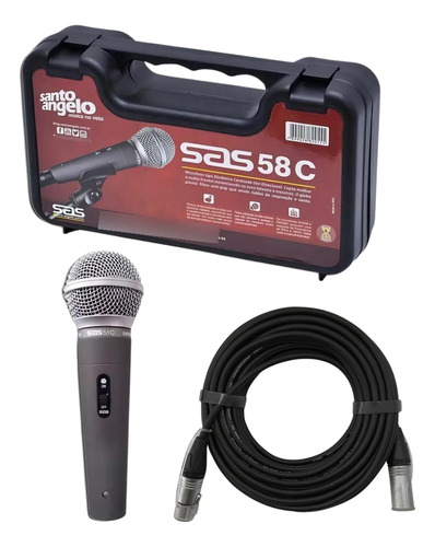 Microfone Santo Angelo Sas58c Com Chave Estojo Cabo 5 Metros Cor Cabo Xlr X Xlr