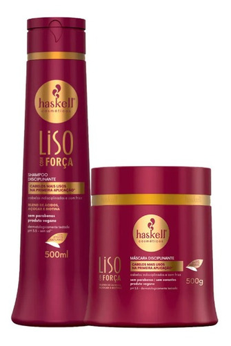 Kit Shampoo E Máscara Haskell Liso Com Força 500ml + Nf