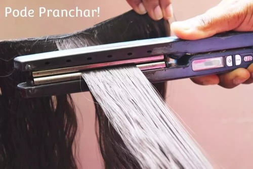 Aplique Cabelo Fibra Orgânica Loiro Mel Com Mechas Claras