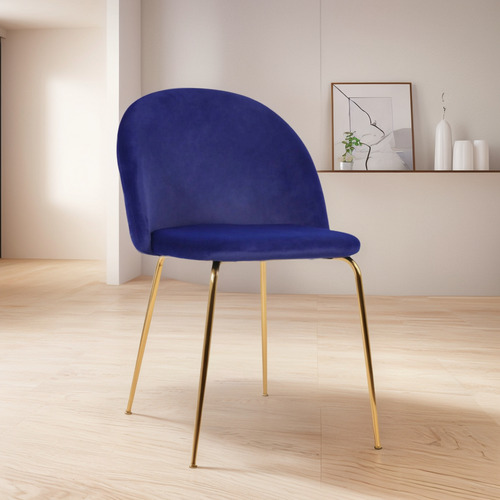 Silla de comedor Bleu Muebles Velvet con estructura color azul