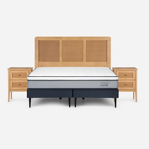 Cama Europea Rosen Indie 2 Plazas Bd + Muebles Charles