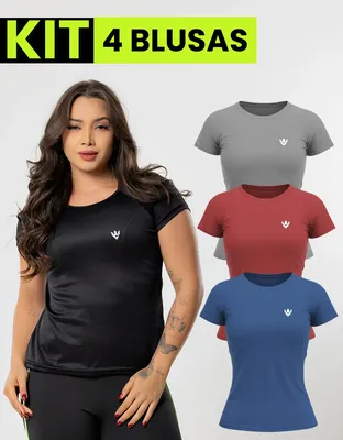 Kit 4 Blusas Feminina Fitness Dry Fit  Camiseta Academia