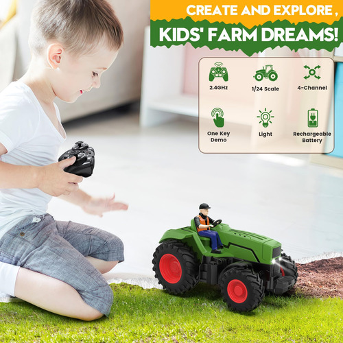 Tractor A Control Remoto Rc De Juguete Granja 124 Para Niños Color Personaje