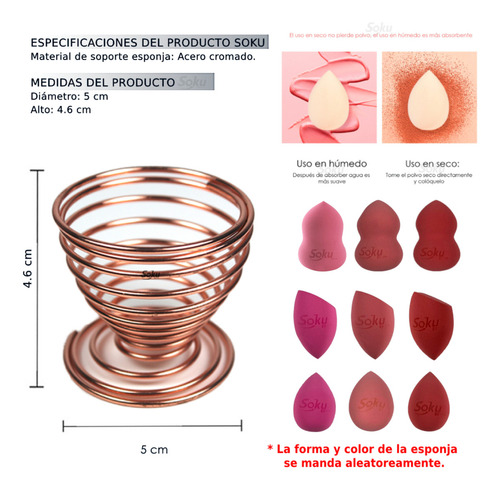 Soku Base Para Esponja Maquillaje Puff Cosmetico Humedo Seco