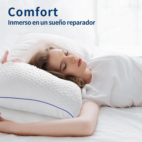 Almohada Memory Foam Estándar Gel Ajustable Suave Cómoda