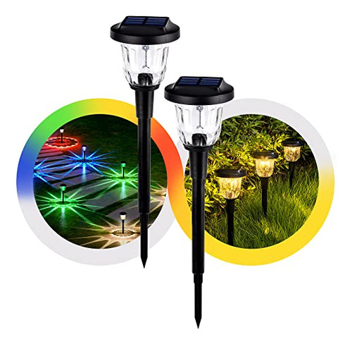 Solar Pathway Lights, 2 Pack Color Changing+warm White ...