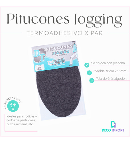 Pitucones Jogging Termoadhesivo Marca Dt Art 11226 Por Par