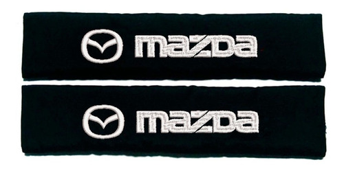 2 Forro Protector Cinturón Seguridad Mazda Negro Bordado