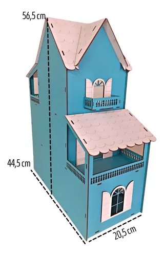 Casinha De Boneca Modelo Americana Mdf Pintada Com 30 Moveis