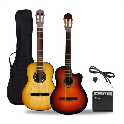 Guitarra Criolla Electroacustica Corte + Amplificador Funda