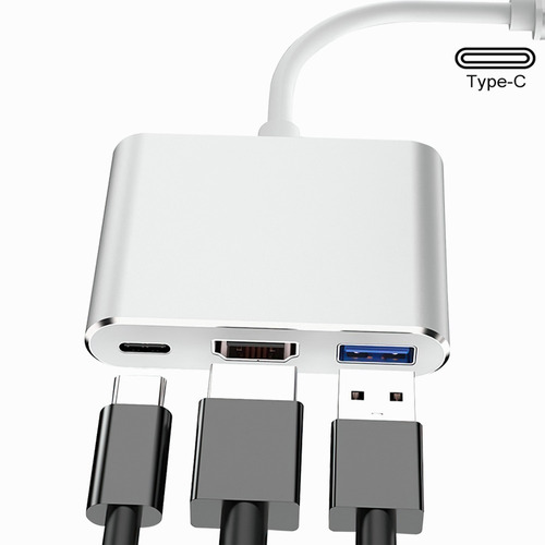 Adaptador Convertidor Hub Usb C A Hdmi 4k Usb 3.0 Y Tipo C