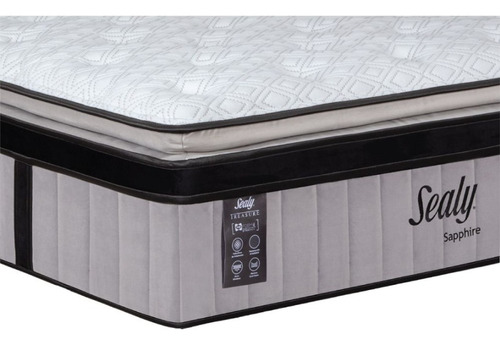 Colchón Queen Size De Espumas Sapphire Sealy 41cm Medio Color Blanco/gris