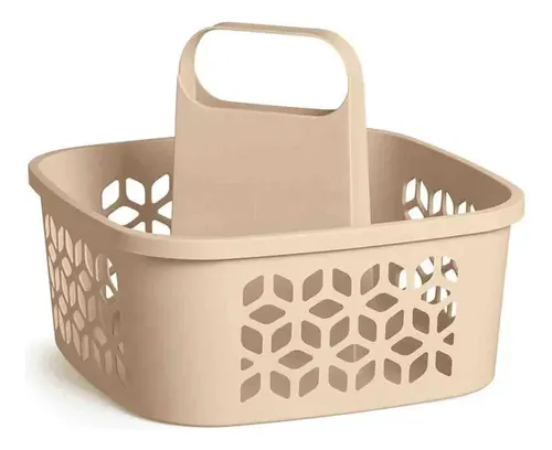 Organizador De Cesta Con Asa - 5 Compartimentos, Plástico, Apilable, 24x15x11.2 Cm