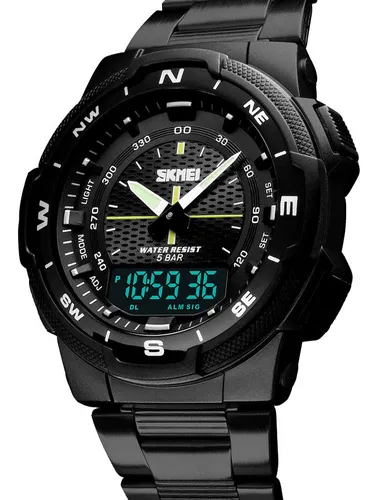 Reloj Hombre Skmei 9185 Acero Negro Minimalista Gtia Top Vip