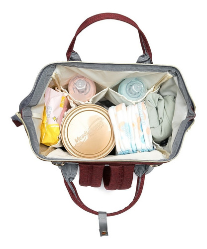 Bolsa Mochila Maternidade Lequeen Tradicional Bebê Moderna Cor Vinho