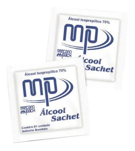 Lenço Umedecido Álcool Isopropilico 70% C/ 100 Saches 10x15