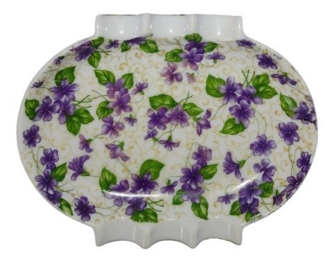 Imagen 1 de 2 de Cenicero Japan Vintage Diseño Violetas Sellado Regalo Colecc