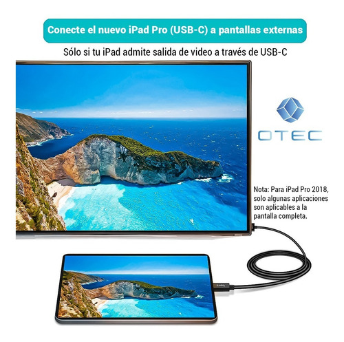 Imagen 4 de 10 de Cable Adaptador Usb Tipo C A Hdmi 1.8m - Mac Samsung - Otec