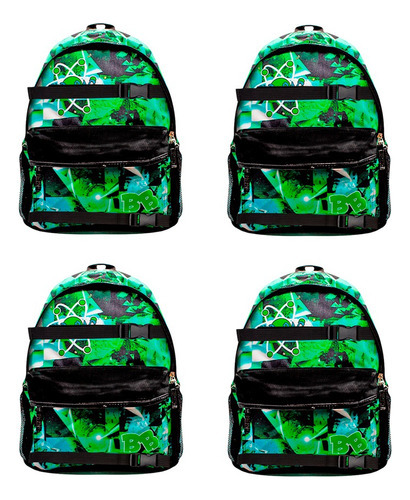 Mochila Juvenil Escolar Urbana Con Luz Led Mayoreo 4 Piezas Color Negro