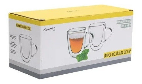 Imagem 5 de 8 de Dupla De Xícaras Vidro Borossilicato Chá 200ml Mimo Style