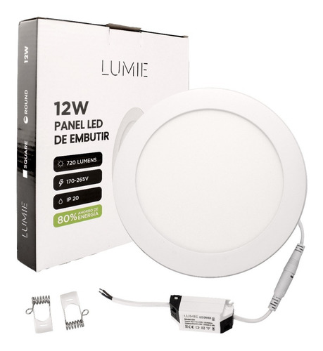 Plafon Led X2 Techo 12w Embutir Lampara Redondo Luz Fria