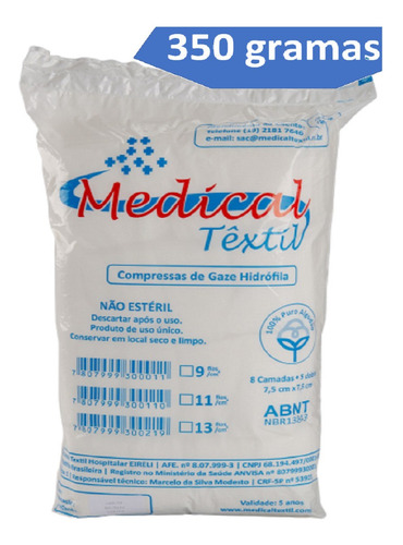 Imagem 2 de 5 de Compressas De Gaze 13 Fios Com 500 Unidades Medical Têxtil