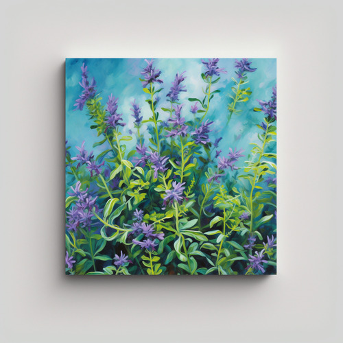 70x70cm Cuadro Arte Imagen Relieve Pintura Abstracta Flores