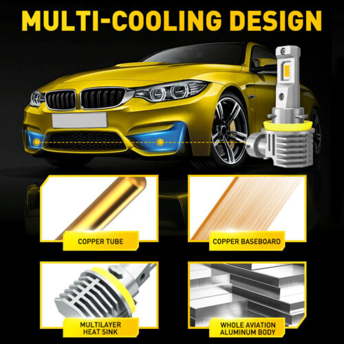 Pair H11 H8 H9 Led Fog Driving Light Bulbs Kit Drl 3000k Ccj