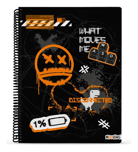 Cuaderno Mooving Universitario Cuadriculado Black Mood Color Blanco