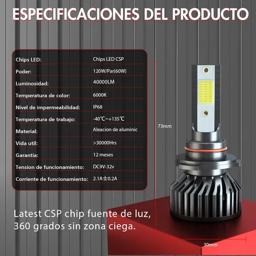 40000lm, Kit De Faros Delanteros Csp Led Canbus 9005 9006