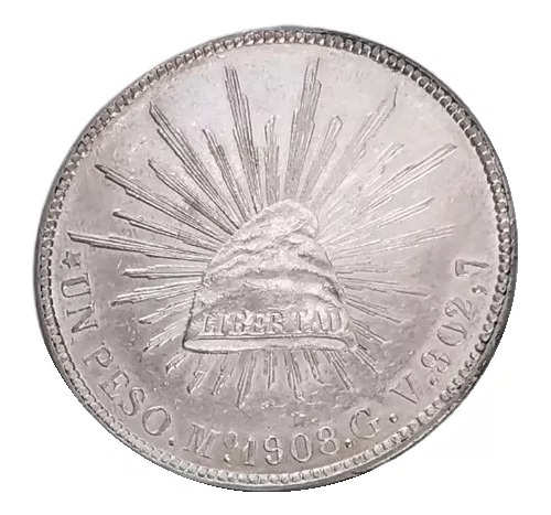 Moneda Un Peso Fuerte Porfiriano Plata México Mo Gv 1908