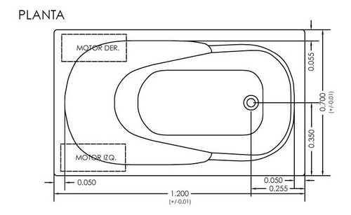 Bañera Hidromasaje Jacuzzi 120x70 6 Jets Acrílico Premium Blanco