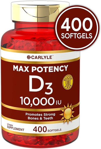 Vitamina D3 Softgels Natural 10,000iu 400 Tabletas Eg D9