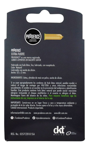 Condones De Látex Prudence Extra Fuerte 3 Condones