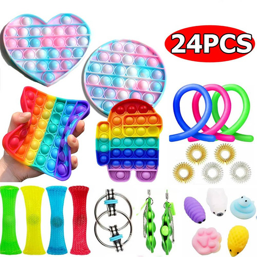 Anti Estrés Ansiedad Push Pop Fidget Juego Combo 24 Pcs