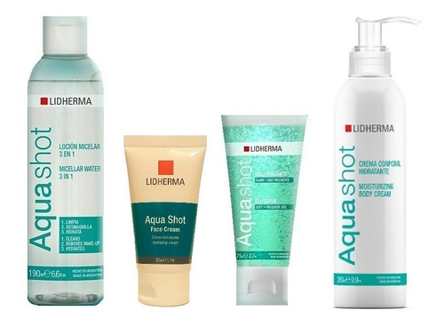 X4 Aqua Shot Micelar + Hidratante + Gel Exfoliante  Corporal