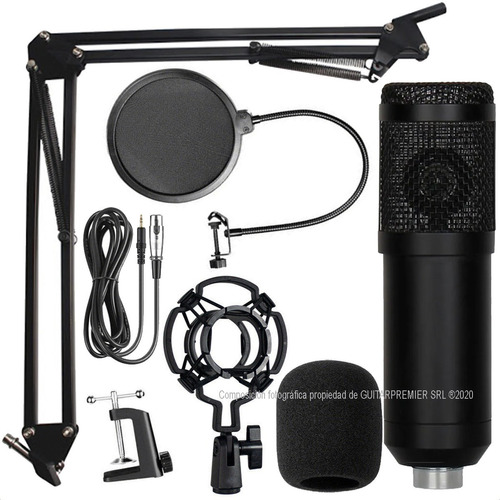 Kit Microfono Condenser Soporte Cable Araña Radio Youtube